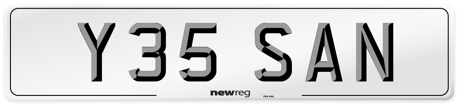Y35 SAN Number Plate from New Reg